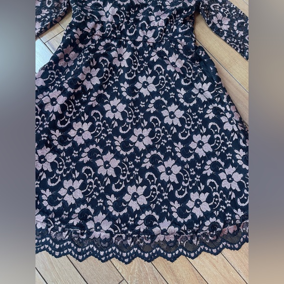Kiyonna Black Blush Lace Fit & Flare Dress L USA Made with Pockets - Picture 13 of 14